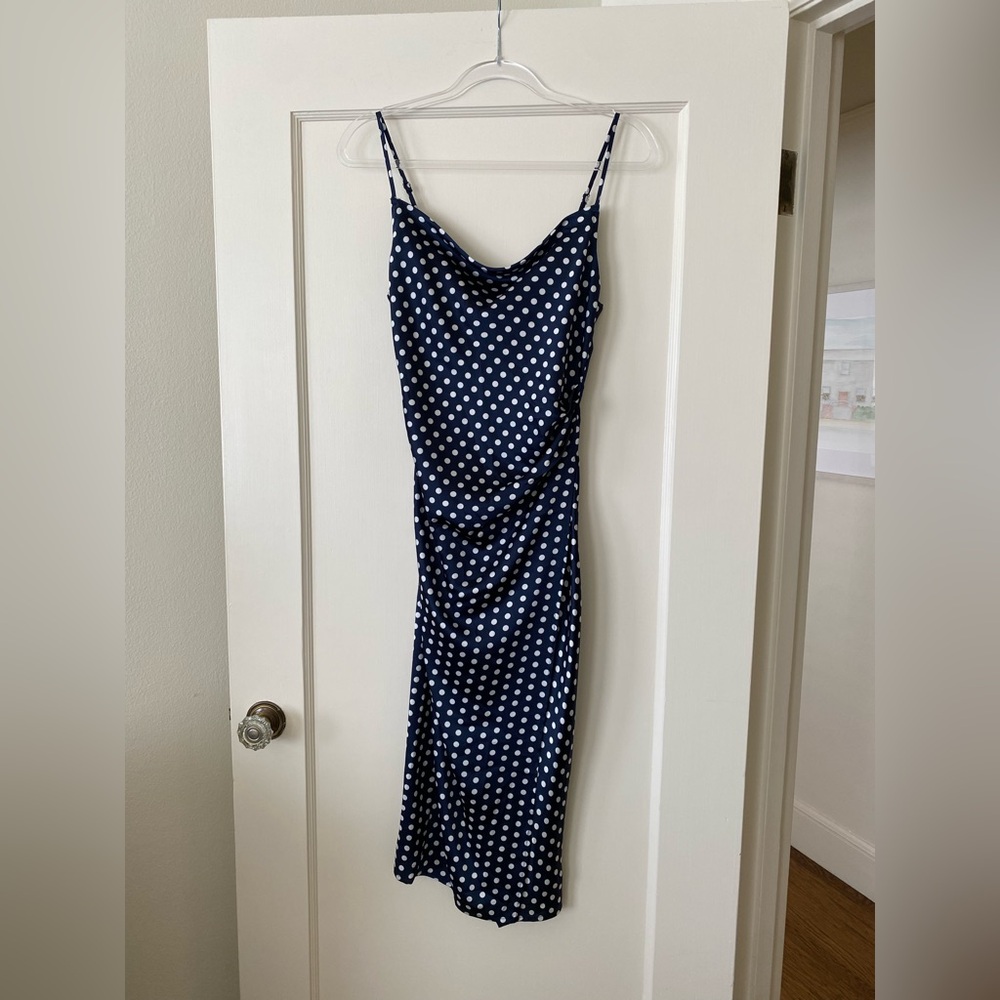 Polka Dot Cowl Neck Dress